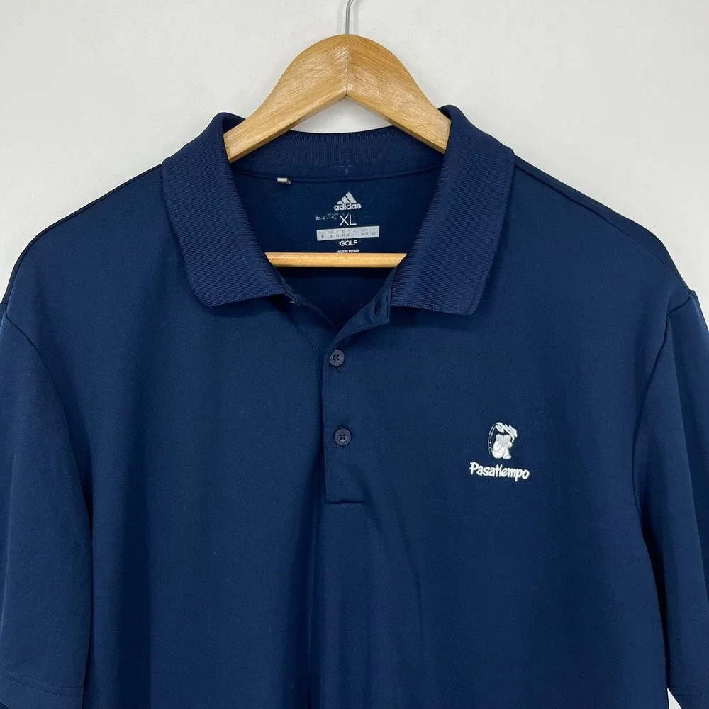 Adidas Golf Mens XL Navy Blue Pasatiempo Polo Shirt Short Sleeve Sport